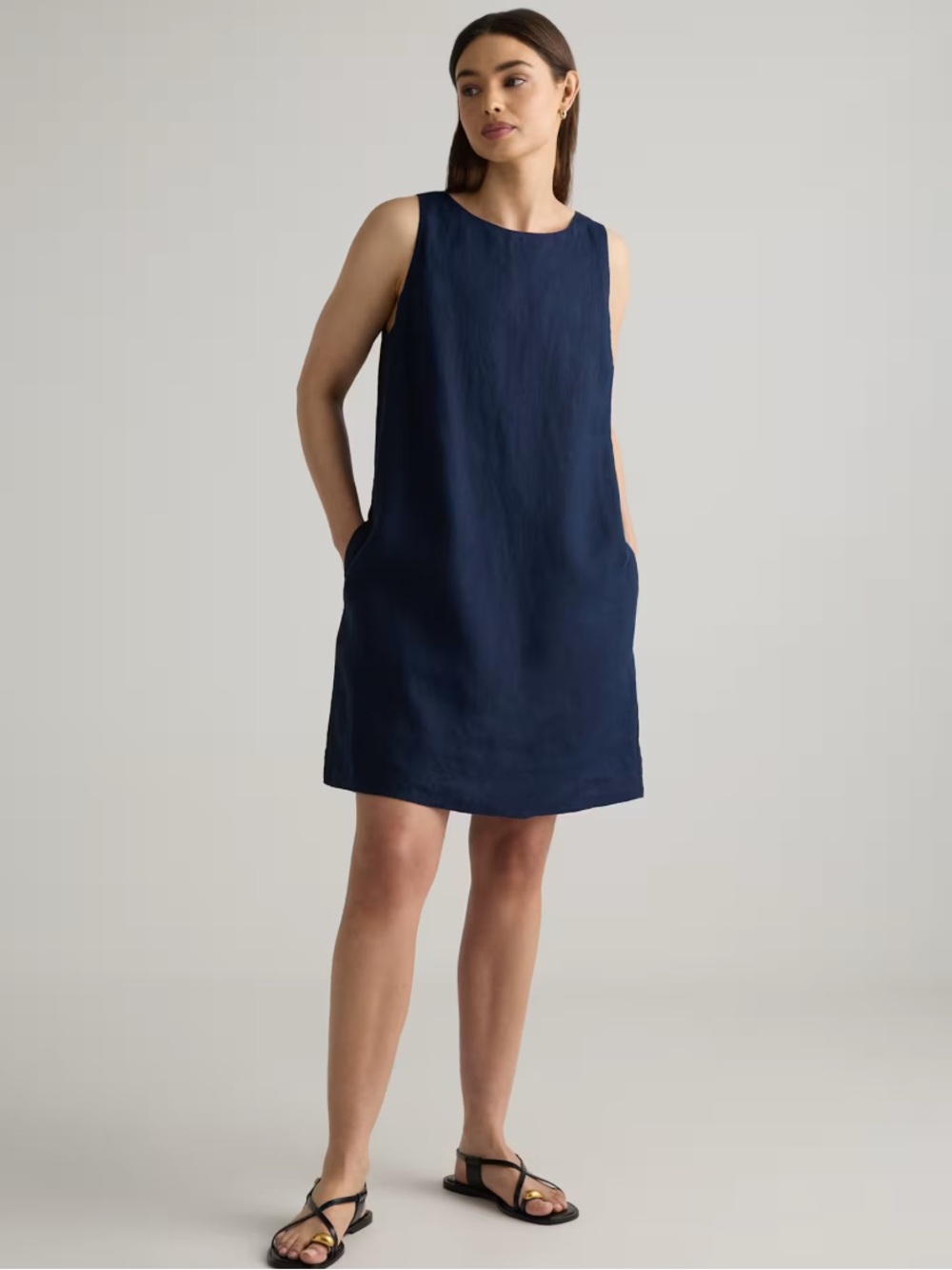 Quince 100% European Linen Tank Mini Dress - Deep Navy Size S